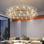 Gold Cut Glass Flower Chandelier with Adjustable Drop, E27