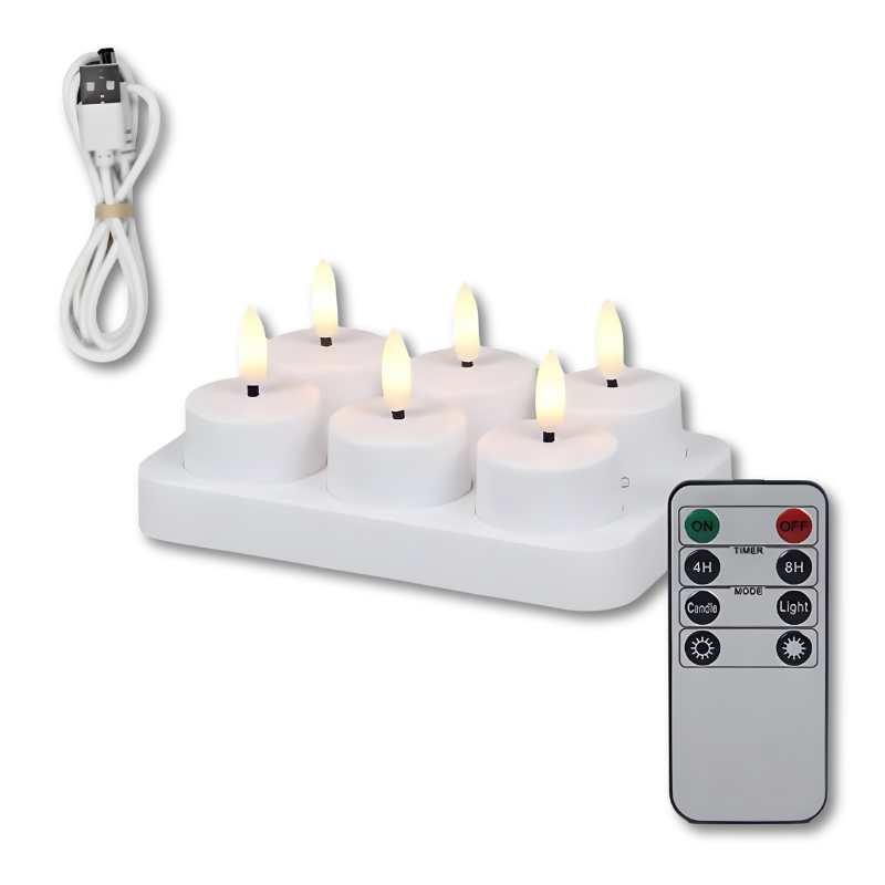 Rechargeable LED Candles with Remote and Timer, Flickering