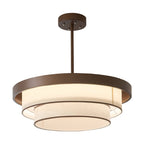 Three-Tier Fabric Ring Pendant Light, Bronze, LED