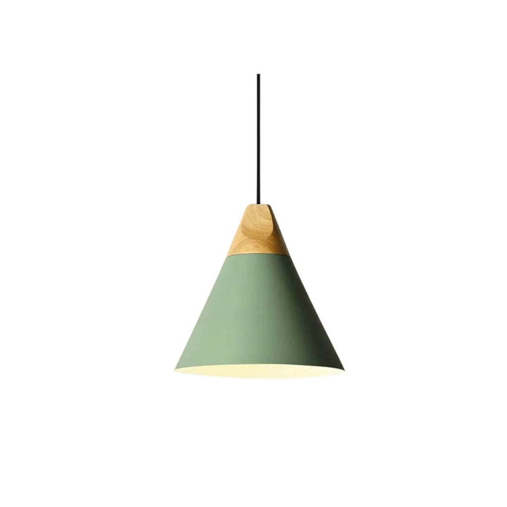 Wood and Aluminium Pendant Light, E27, Seven Colours