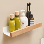 No-Drill Wooden Wall Shelf, Self-Adhesive, Three Sizes