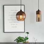 Scandi Tinted Glass Pendant Light with Wood-Effect Finish