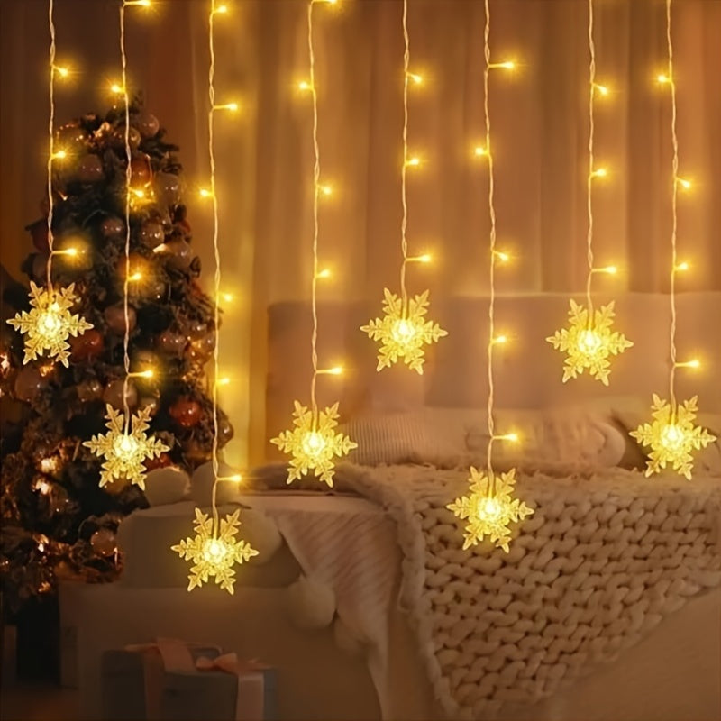 USB Snowflake String Lights 4m, Warm White or Multicolour