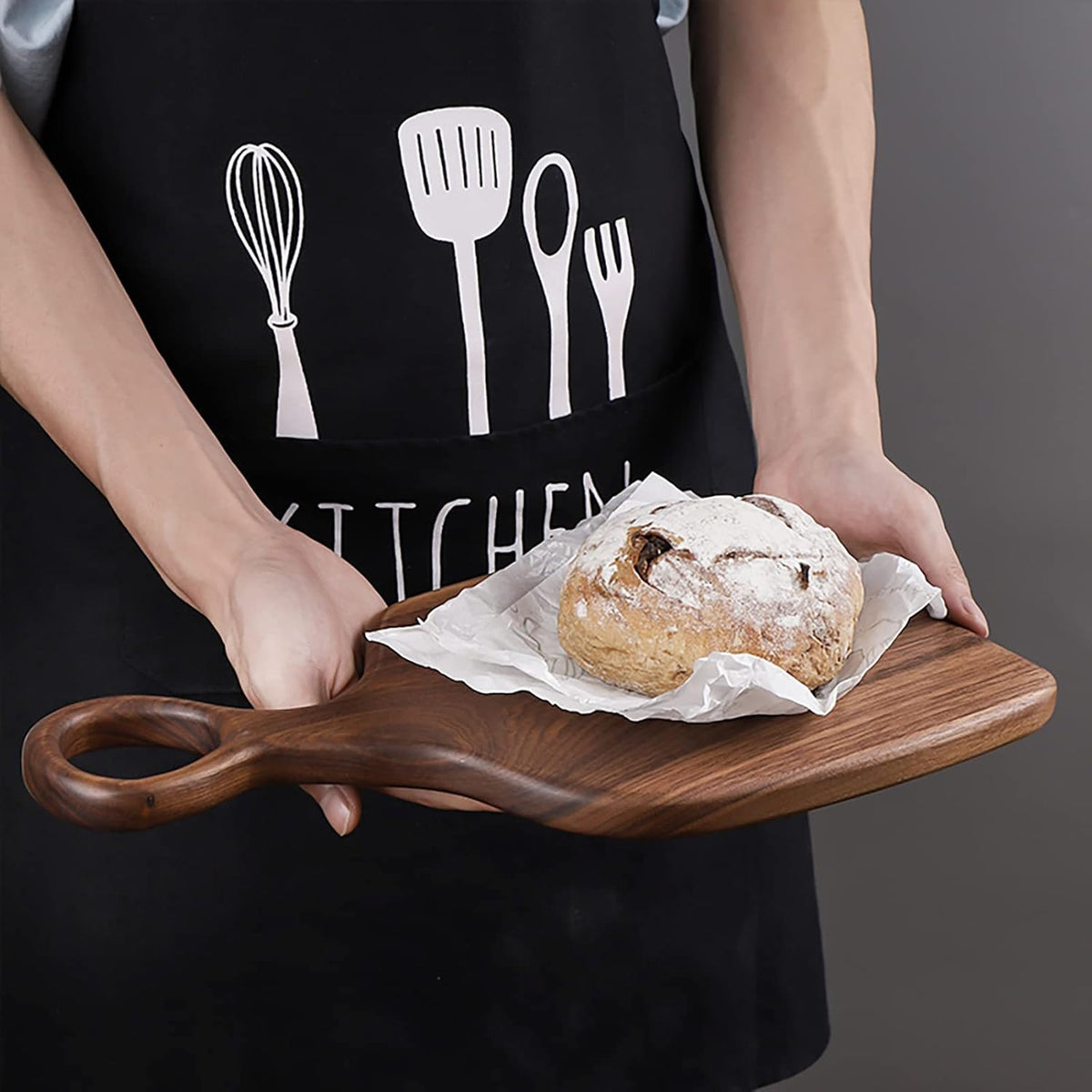 Solid Walnut Chopping Board Set of 2 with Hanging Hole, 34cm