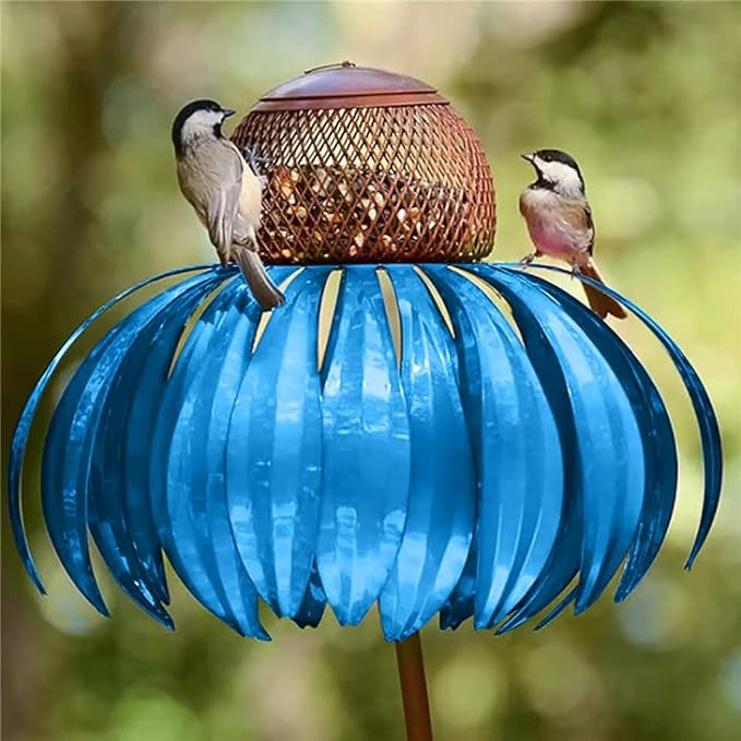 Decorative Metal Bird Feeder on Garden Stake