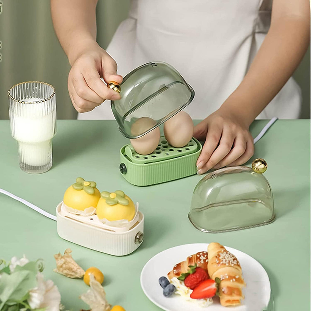 Electric Egg Boiler for 2 Eggs with Auto Shut-Off