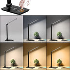 LED Desk Lamp with Wireless Charging, Touch Dimmer and Timer