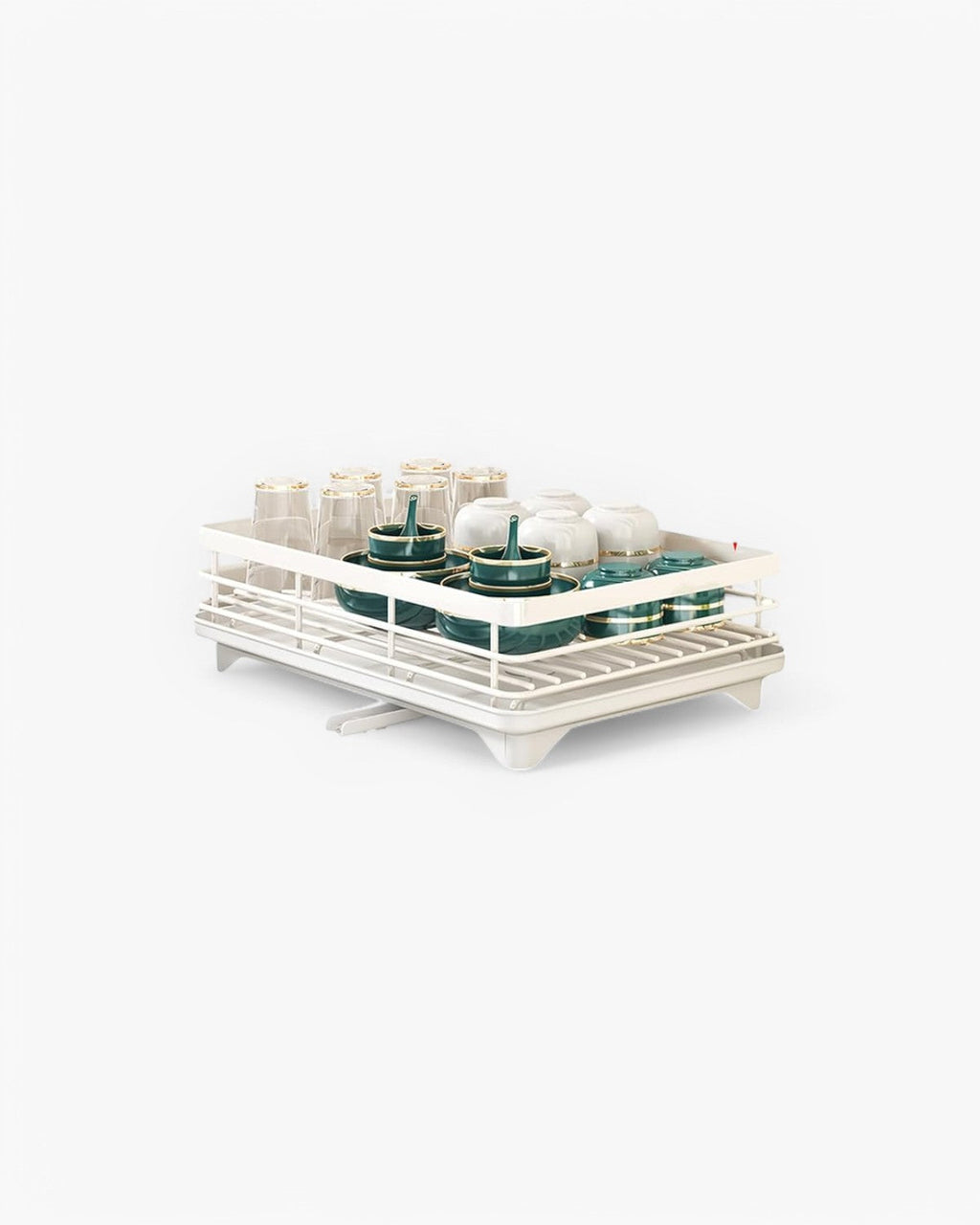 Carbon Steel Dish Rack with 360 Degree Swivel Spout, 1 or 2 Tiers