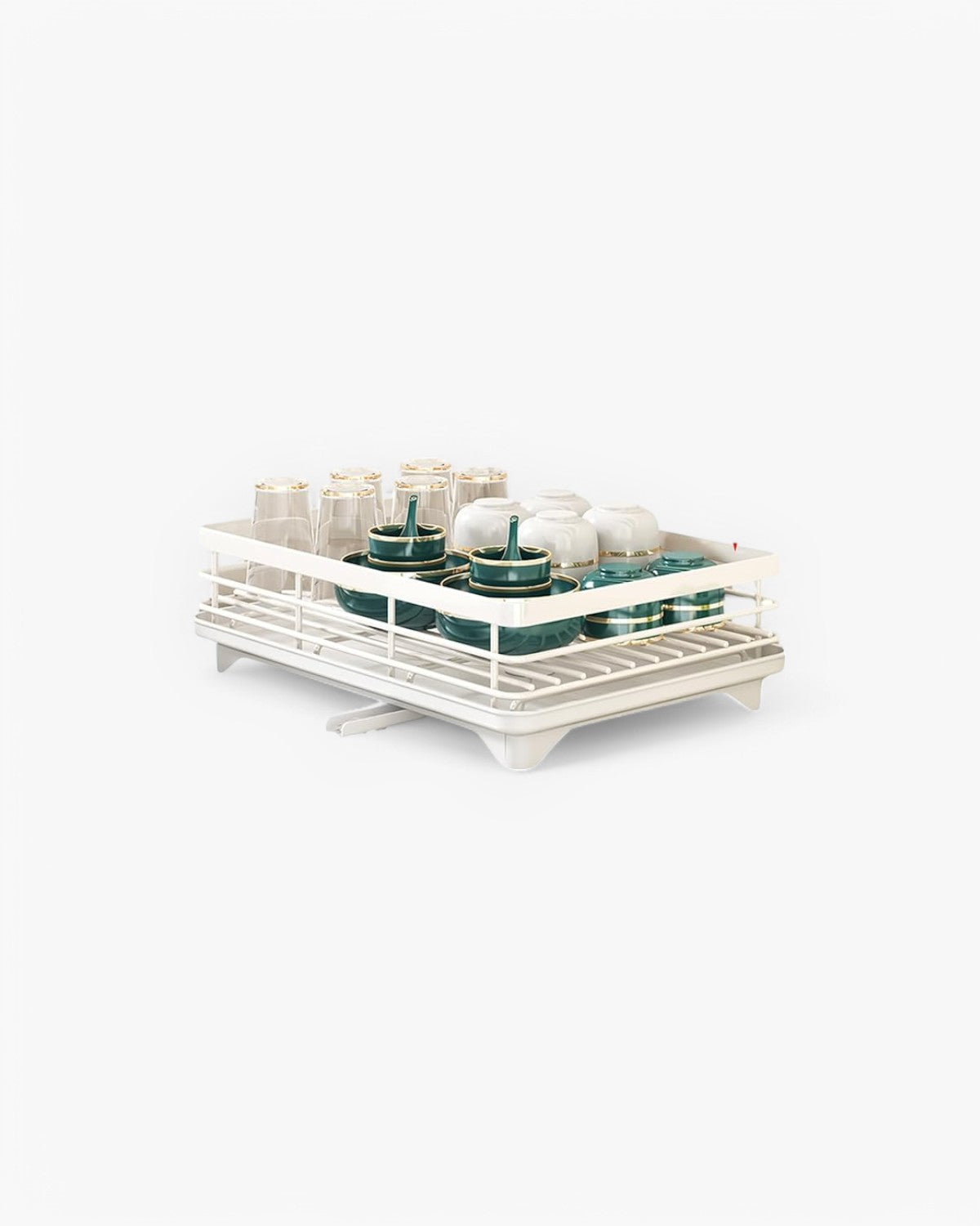 Carbon Steel Dish Rack with 360 Degree Swivel Spout, 1 or 2 Tiers