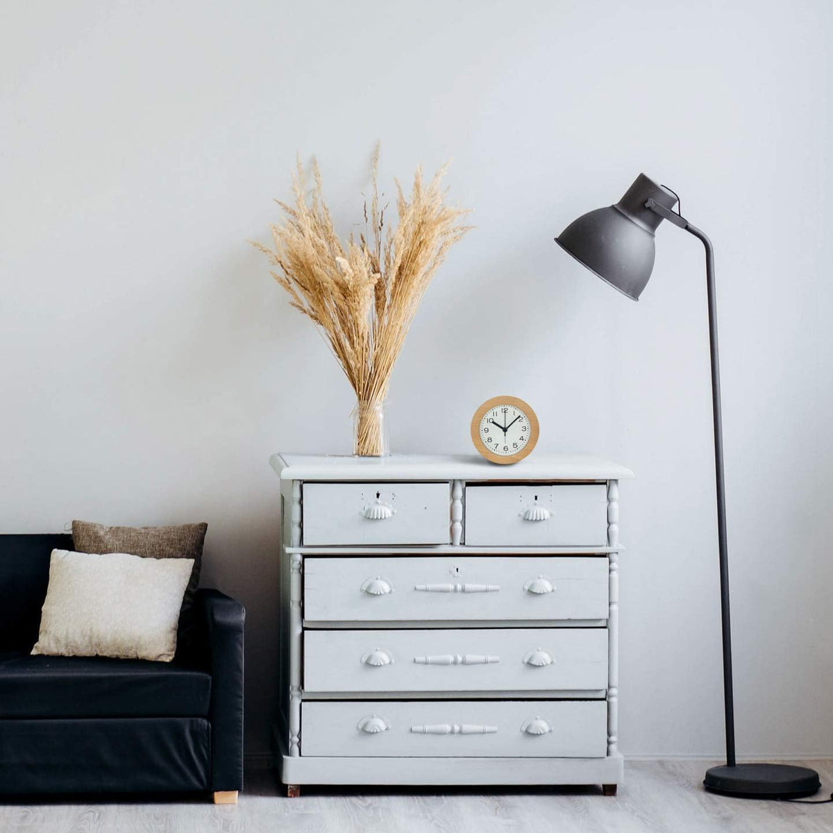 Silent Beech Wood Alarm Clock with LED Night Light