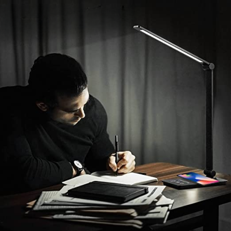 LED Desk Lamp with Wireless Charging, Touch Dimmer and Timer