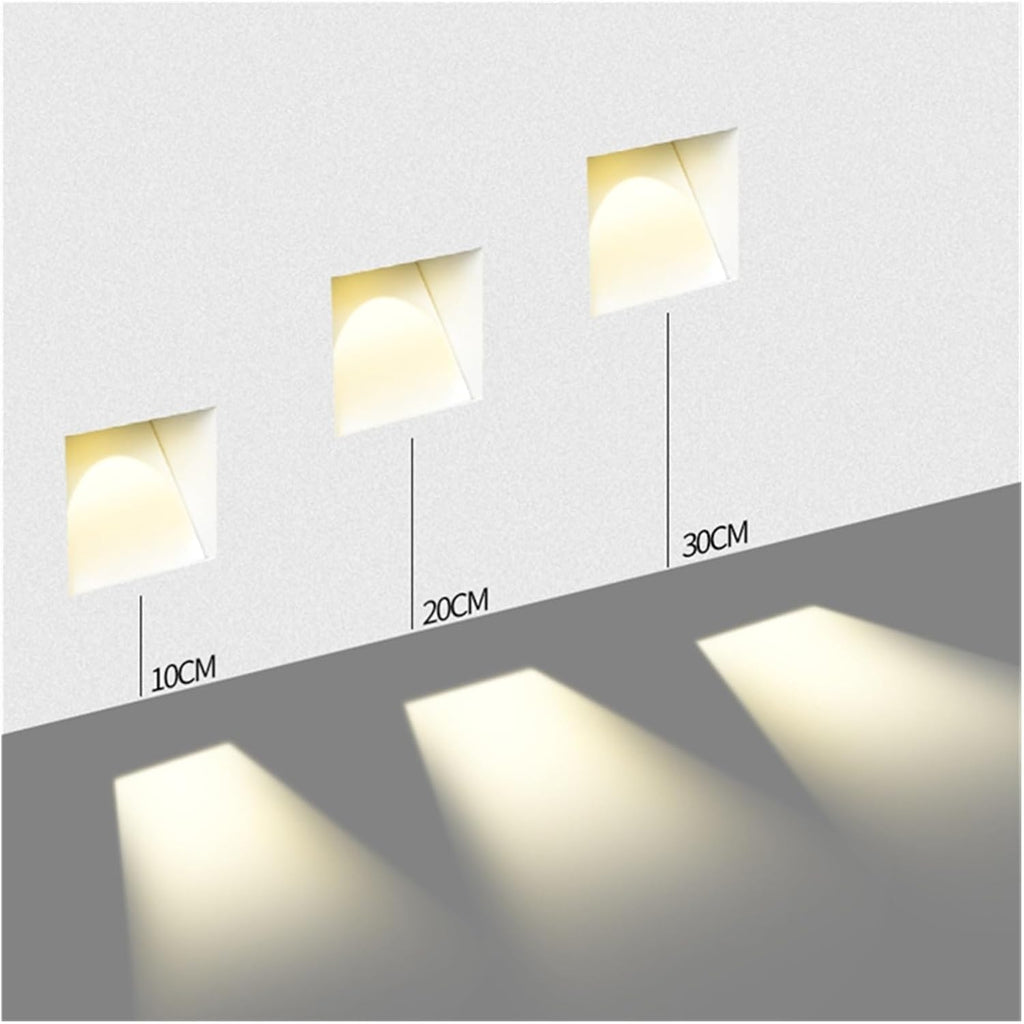Recessed 3W LED Step Light with Motion Sensor, Frameless White