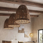 Handwoven Rattan Pendant Chandelier, E27, Vintage Style