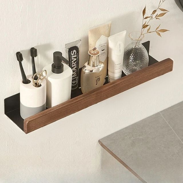 No-Drill Wooden Wall Shelf, Self-Adhesive, Three Sizes