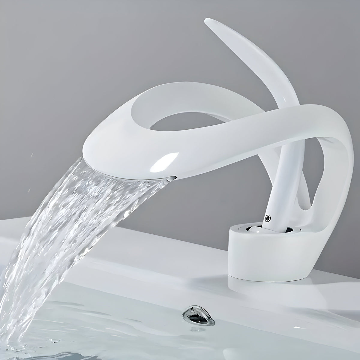Waterfall Basin Mixer Tap in Brass, Single Lever