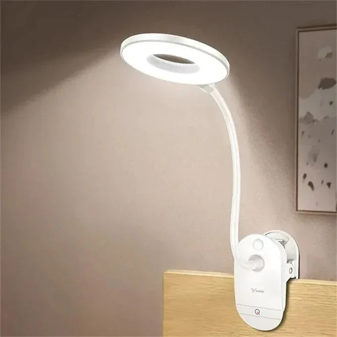 Clip On LED Reading Light with 45 cm Gooseneck, USB Rechargeable