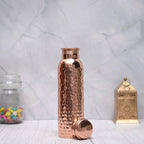 Hammered Pure Copper Water Bottle, 800ml, Leak-Proof