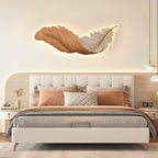 Feather LED Wall Art Light with Hidden Strip and Remote Dimmer