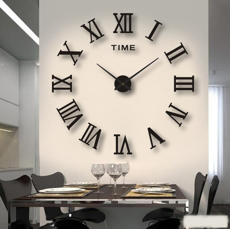 Modern 3D Number Wall Clock, Minimalist Design 60 to 130cm