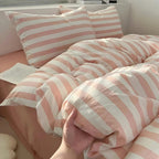 Striped Duvet Cover Set with Fitted Sheet, Four Bed Sizes
