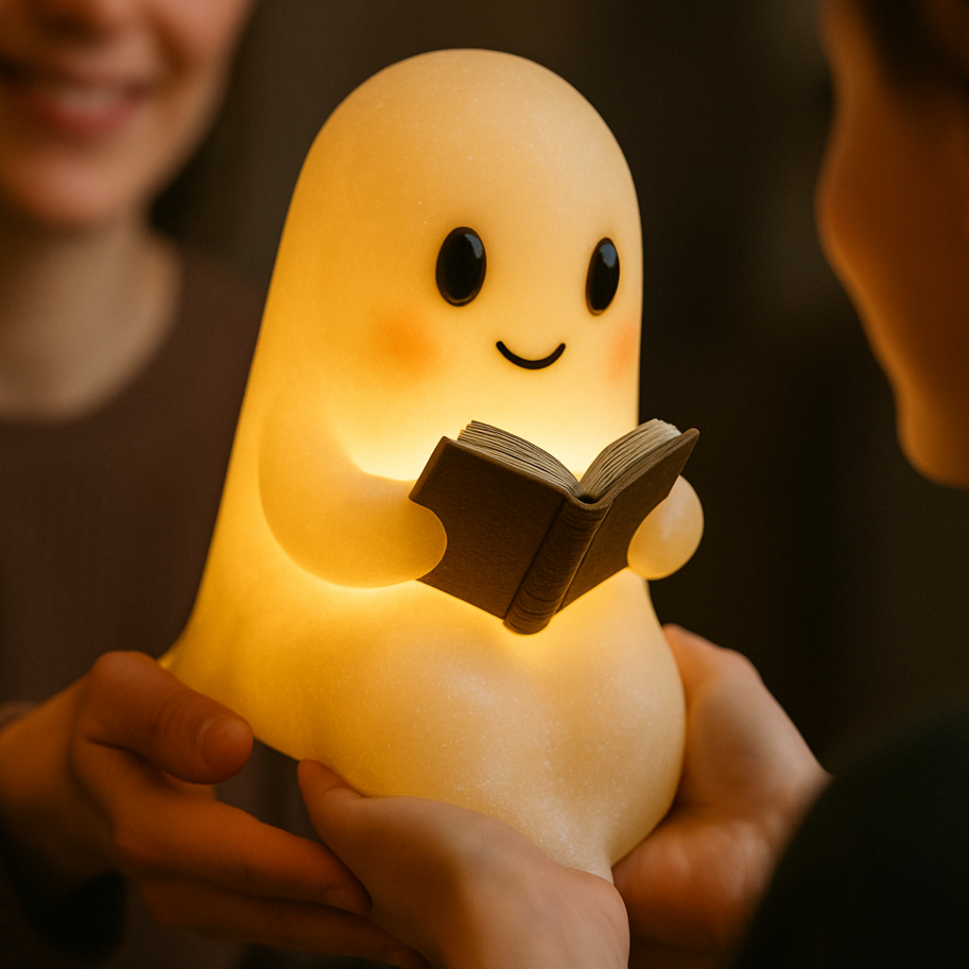 Handmade Ceramic Ghost Night Light with Warm White LED