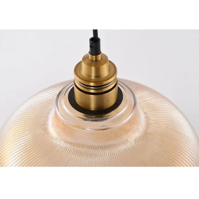 Ribbed Glass Pendant Light in Amber or Clear Glass