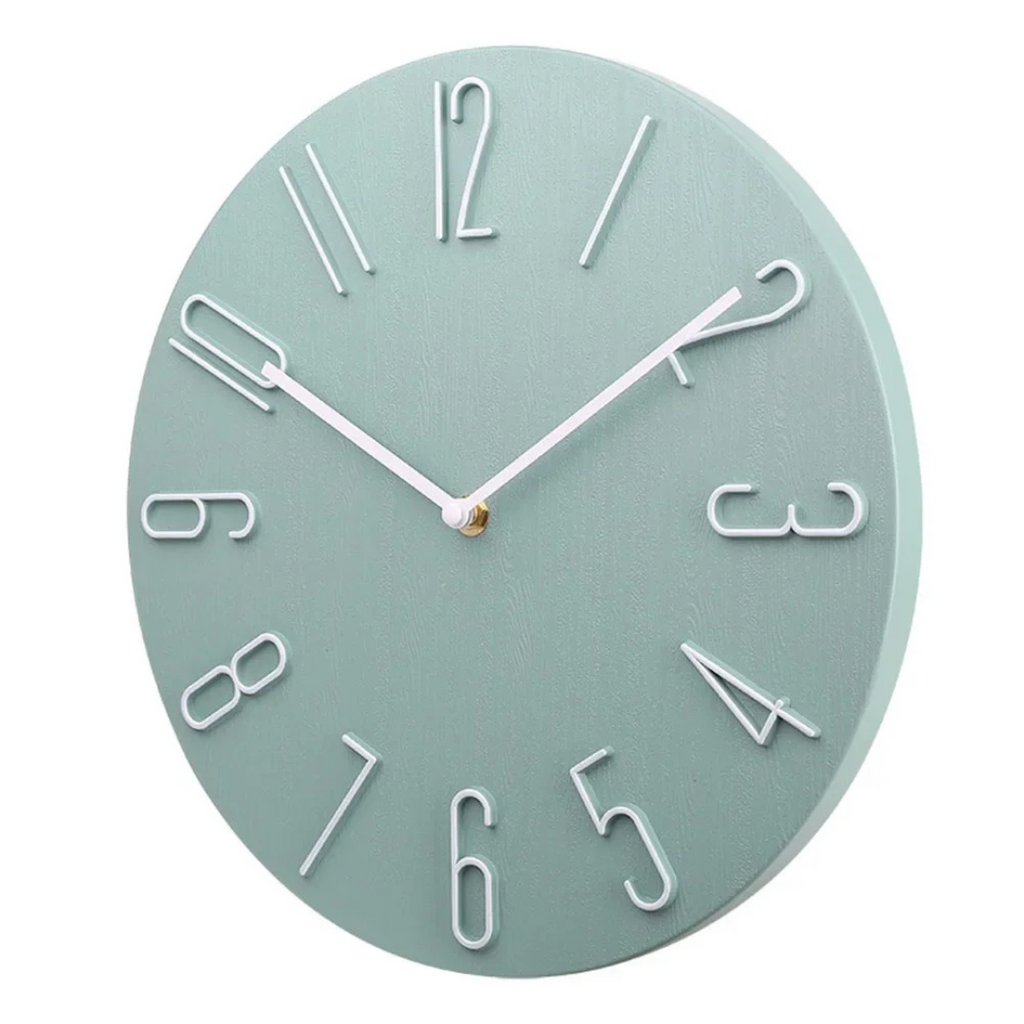 Silent Minimalist Wall Clock, 30 cm, Scandinavian Style