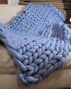 Hand-Knitted Chunky Chenille Throw Blanket