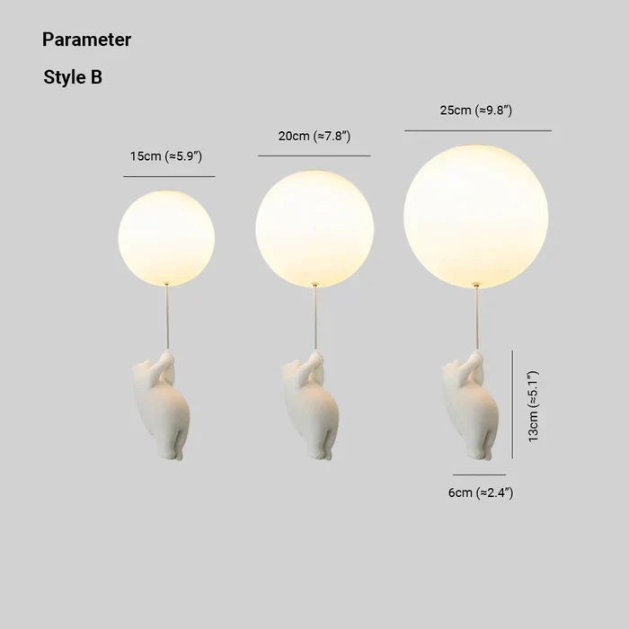 Kids Bear and Balloon Pendant Light with Warm LED