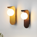 Wood-Effect Globe LED Wall Light, 25cm, Three Light Settings