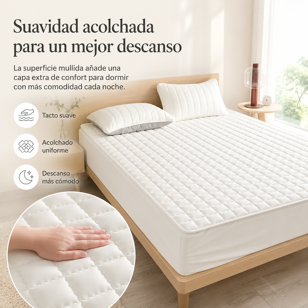 Quilted Water-Resistant Mattress Protector, Fits 30cm Depth