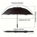 Extra-Large Automatic Vented Umbrella, Double Canopy