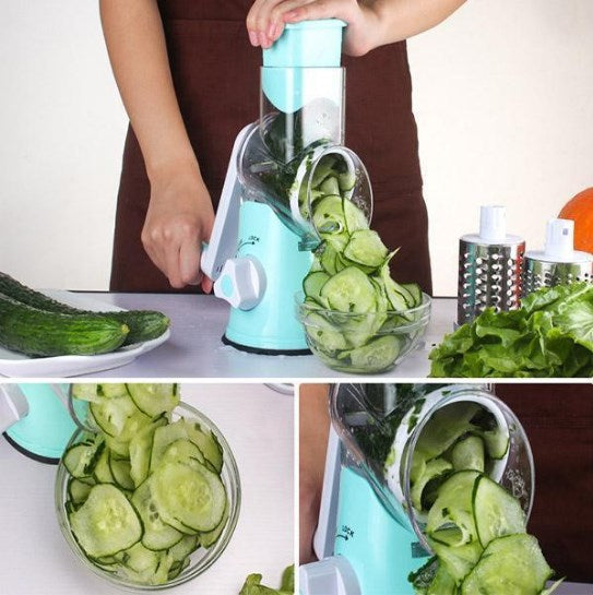 Rotary Grater with 3 Stainless Steel Blades, Dishwasher Safe