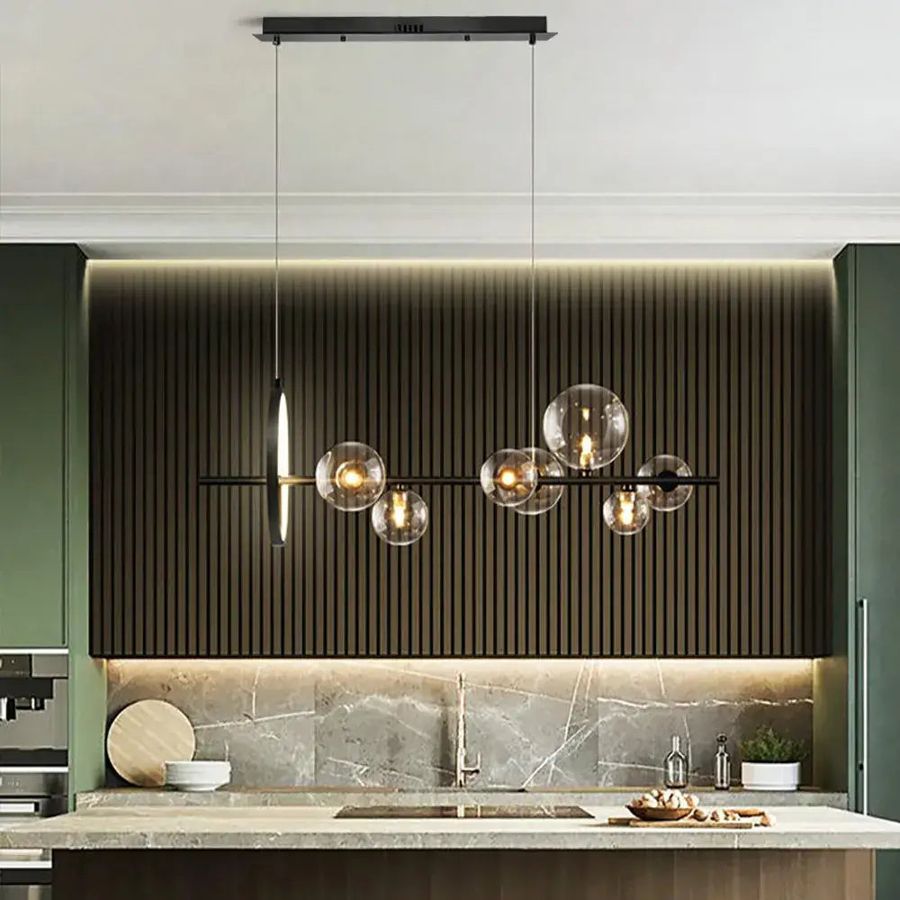 Linear Glass Globe Pendant Light, 7 or 10 Lights, G9 LEDs