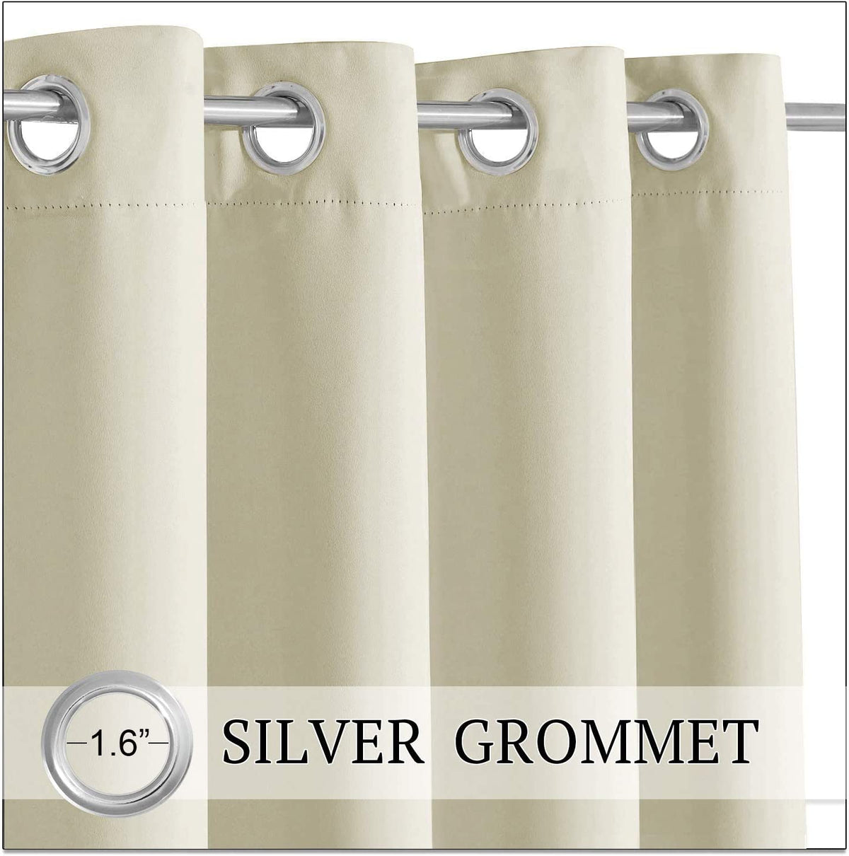 Waterproof Outdoor Patio Curtains with Eyelets, 2 Panels