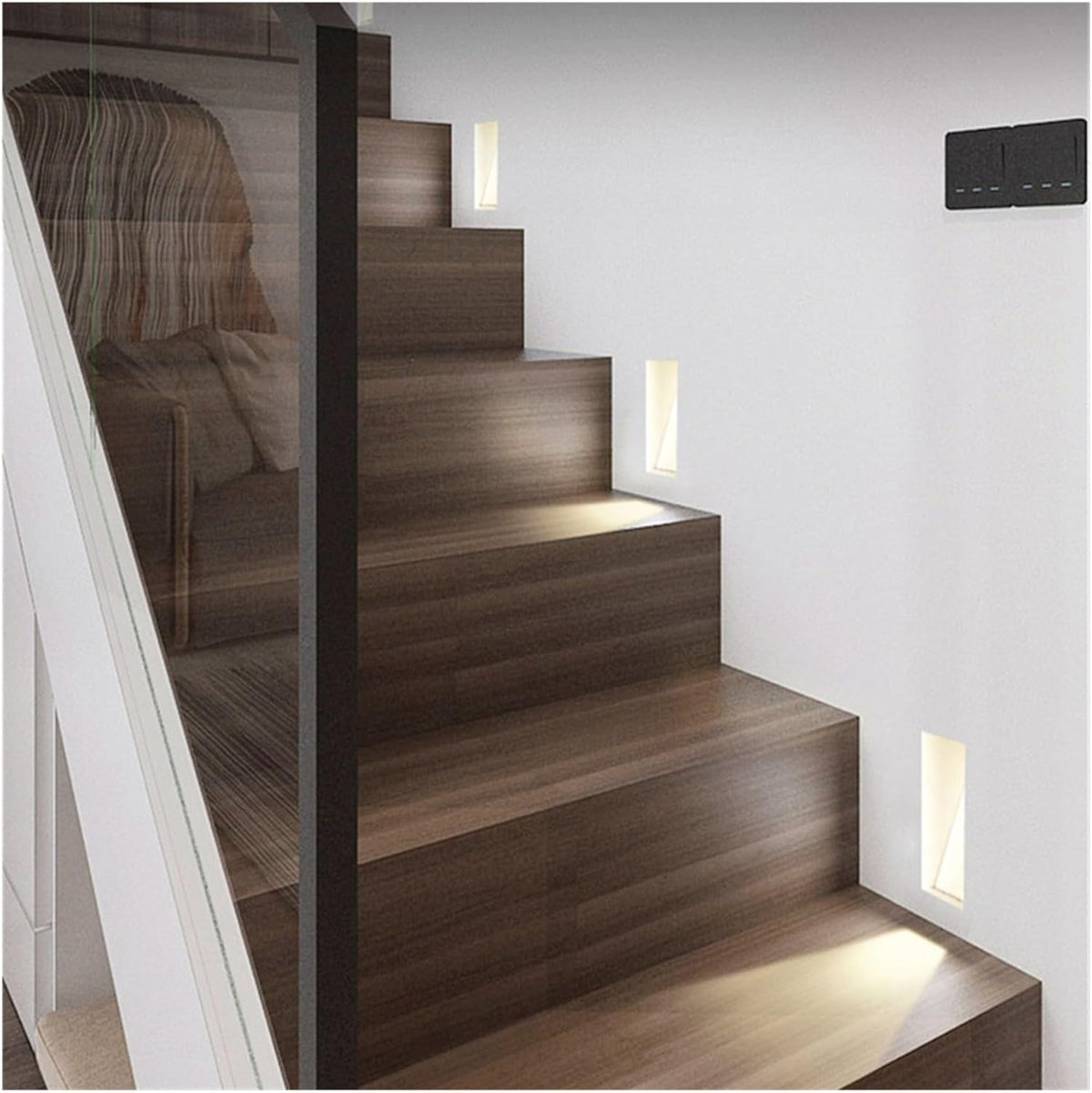 Recessed 3W LED Step Light with Motion Sensor, Frameless White