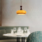 Glass and Wood Pendant Light with E27 Fitting, Retro Style