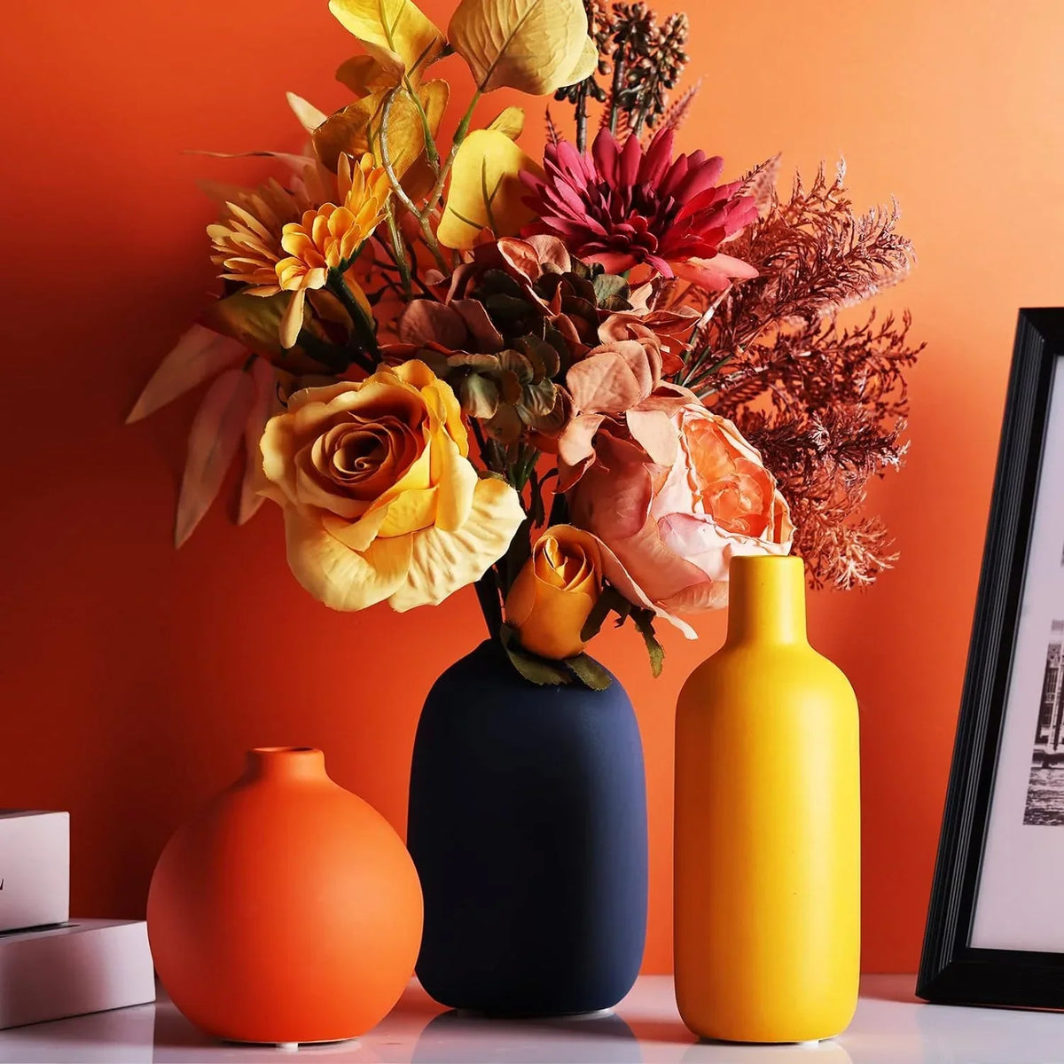 Hand-Painted Ceramic Vase with Scandinavian Motifs