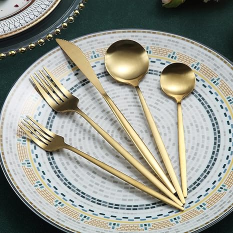 Titanium-Coated 18/10 Stainless Steel Cutlery Set, 4 to 16 Place
