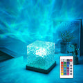 Ocean Wave and Northern Lights Projector Lamp, Wood Finish