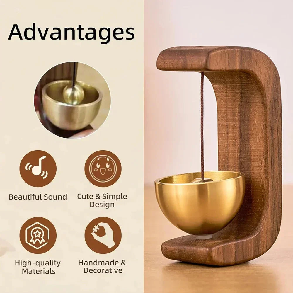 Wooden Wind Chime with Magnetic Singing Bowl, Scandinavian Design