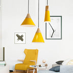 Wood and Aluminium Pendant Light, E27, Seven Colours