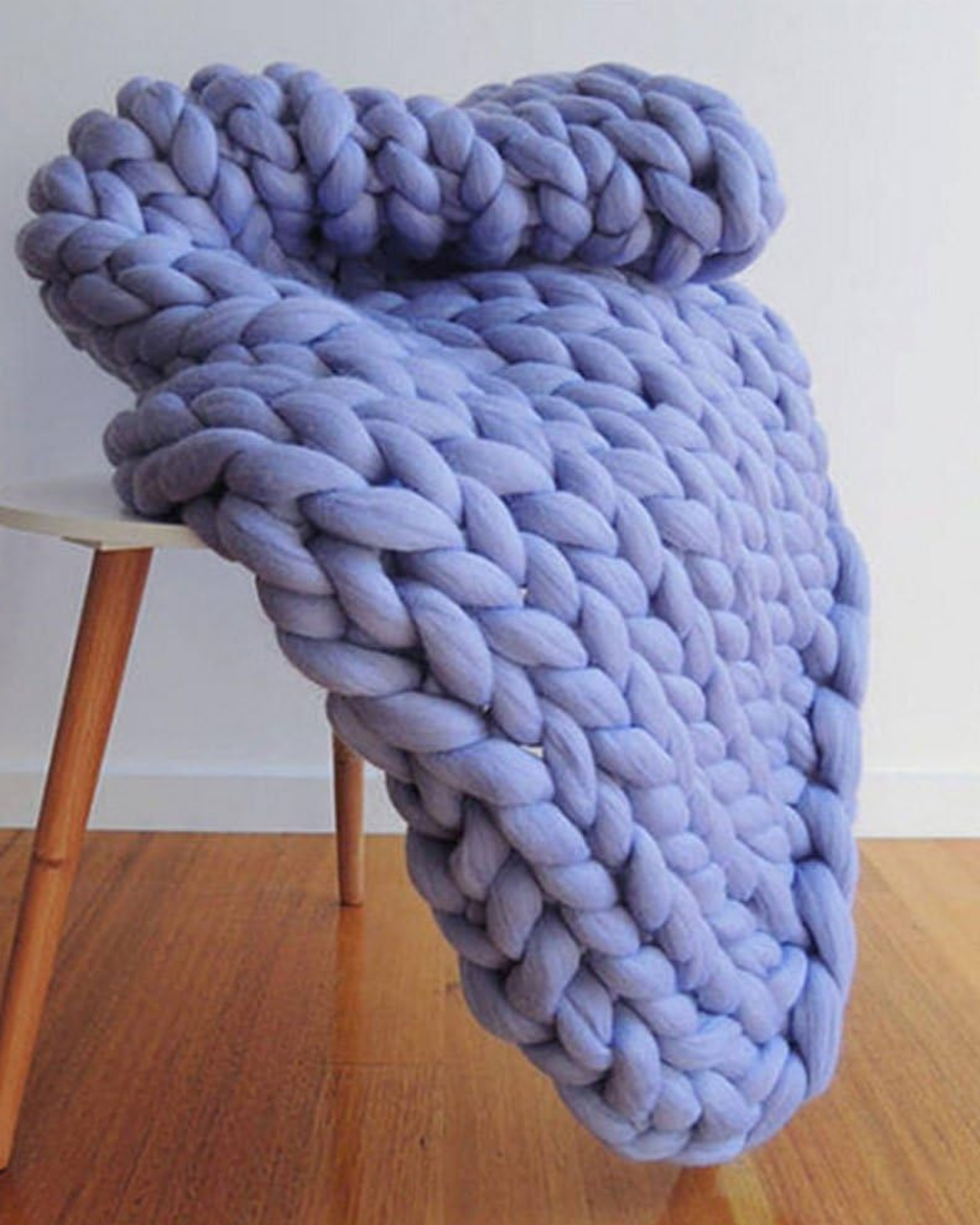 Hand-Knitted Chunky Chenille Throw Blanket