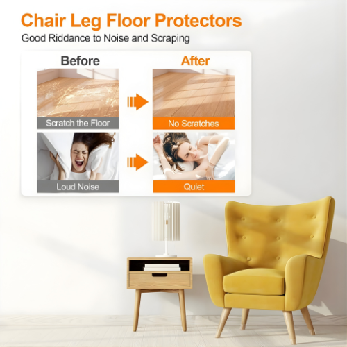 Silicone Chair Leg Protectors with Felt Base, 25-30mm, Clear