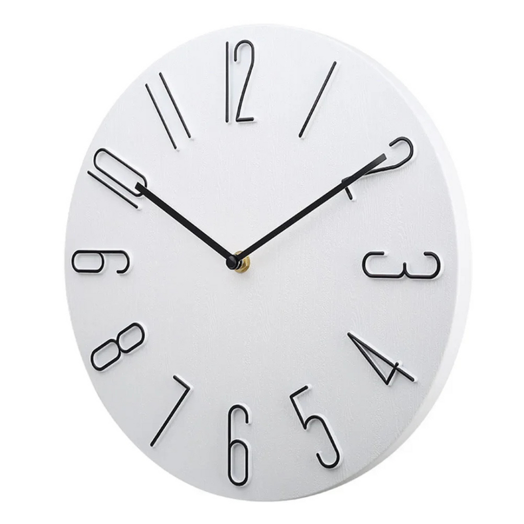 Silent Minimalist Wall Clock, 30 cm, Scandinavian Style