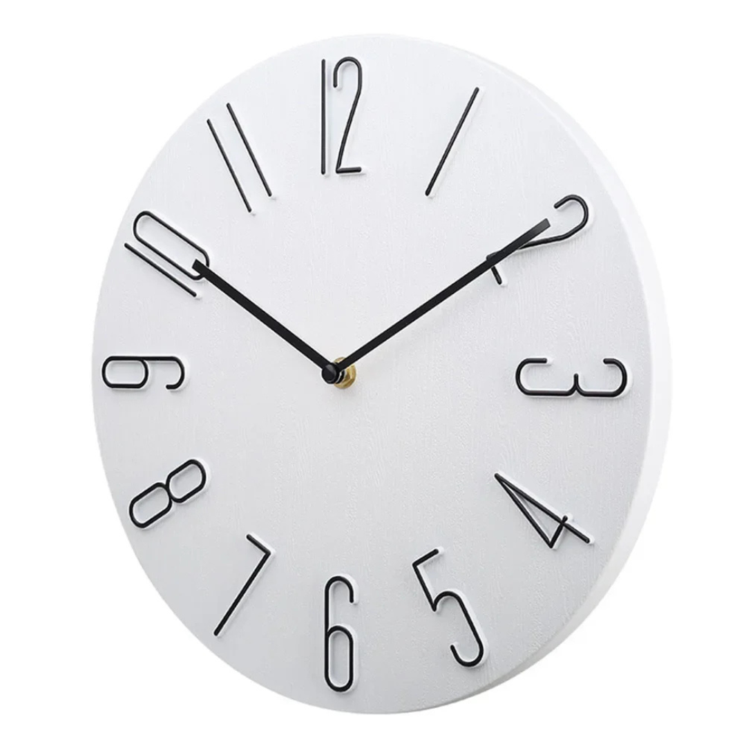 Silent Minimalist Wall Clock, 30 cm, Scandinavian Style