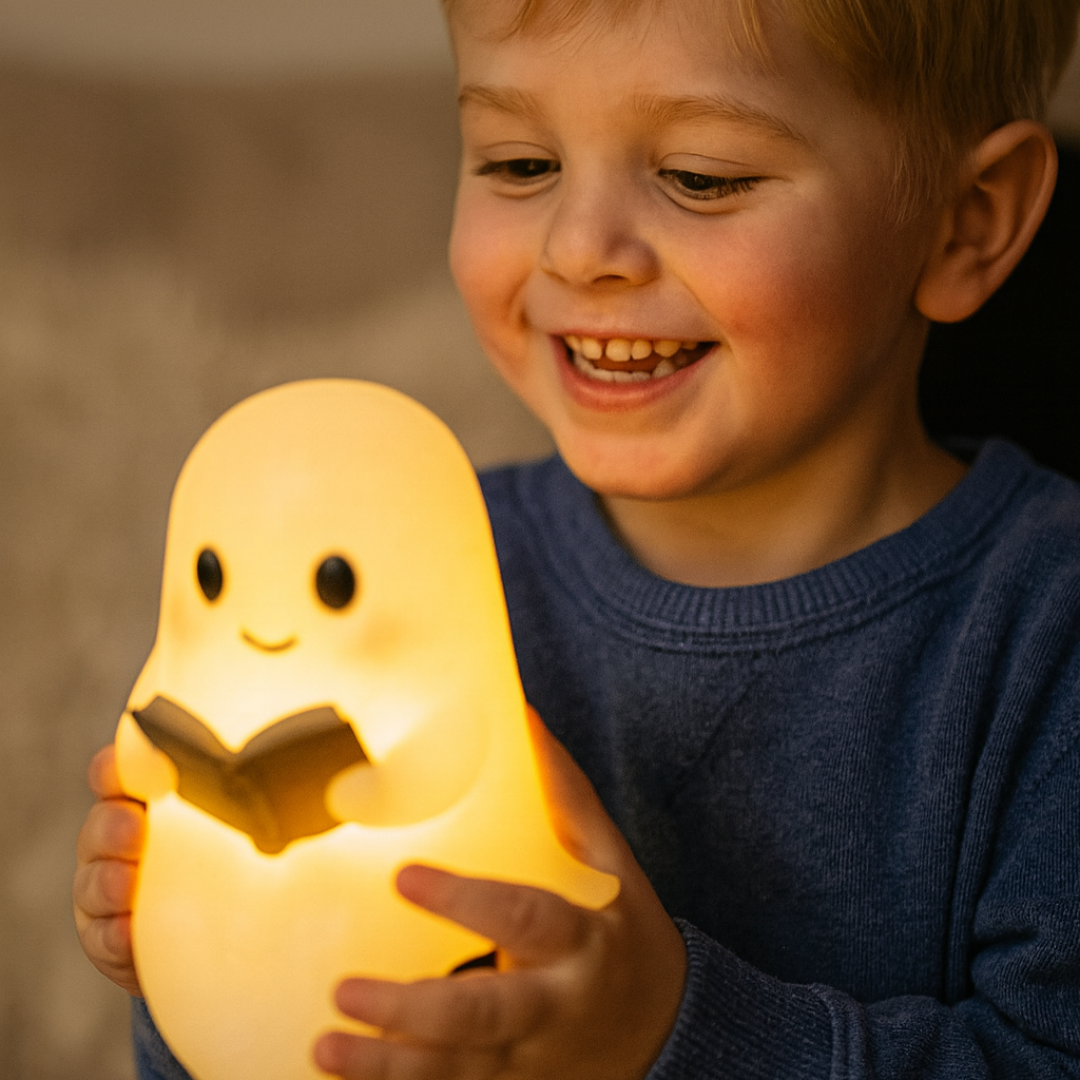 Handmade Ceramic Ghost Night Light with Warm White LED