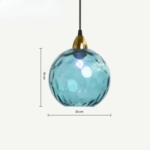 Glass Globe Pendant Light with Coloured Shade, E27