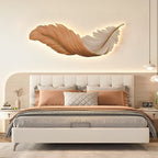 Feather LED Wall Art Light with Hidden Strip and Remote Dimmer