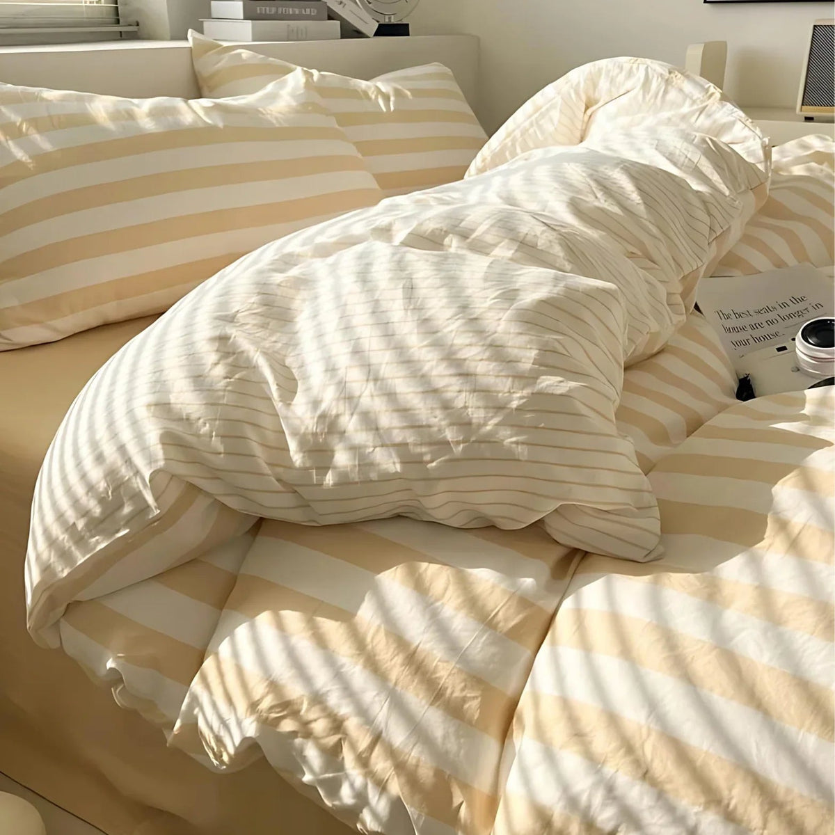 Striped Duvet Cover Set with Fitted Sheet, Four Bed Sizes